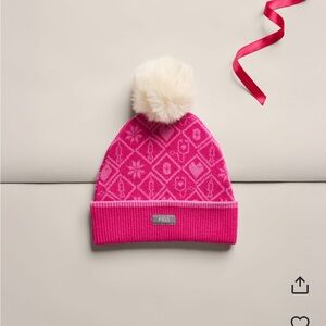 Figs Bright Pink Fair Isle beanie